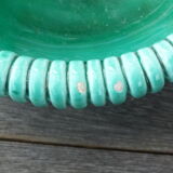 Empty basket vintage pocket in green ceramic and wicker