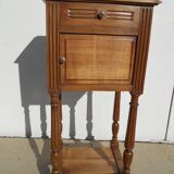 High bedside table made entirely of solid walnut