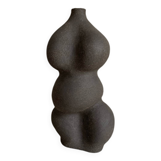 Raw black stoneware vase