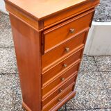 Weekly organizer in solid cherry, 7 drawers, classic Louis Philippe style