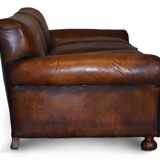 Antique Victorian leather canapé, hand-dyed, 3-4 seats.