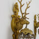 Pair of vintage wall lamps with pearl deer head and glass grapevines