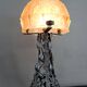 Important Art Deco Wrought Iron Lamp, by Bartelemie, France, Circa 1925