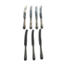 7 couteaux en métal argenté vdw Schwerte  dont un monogramme RJ anciens