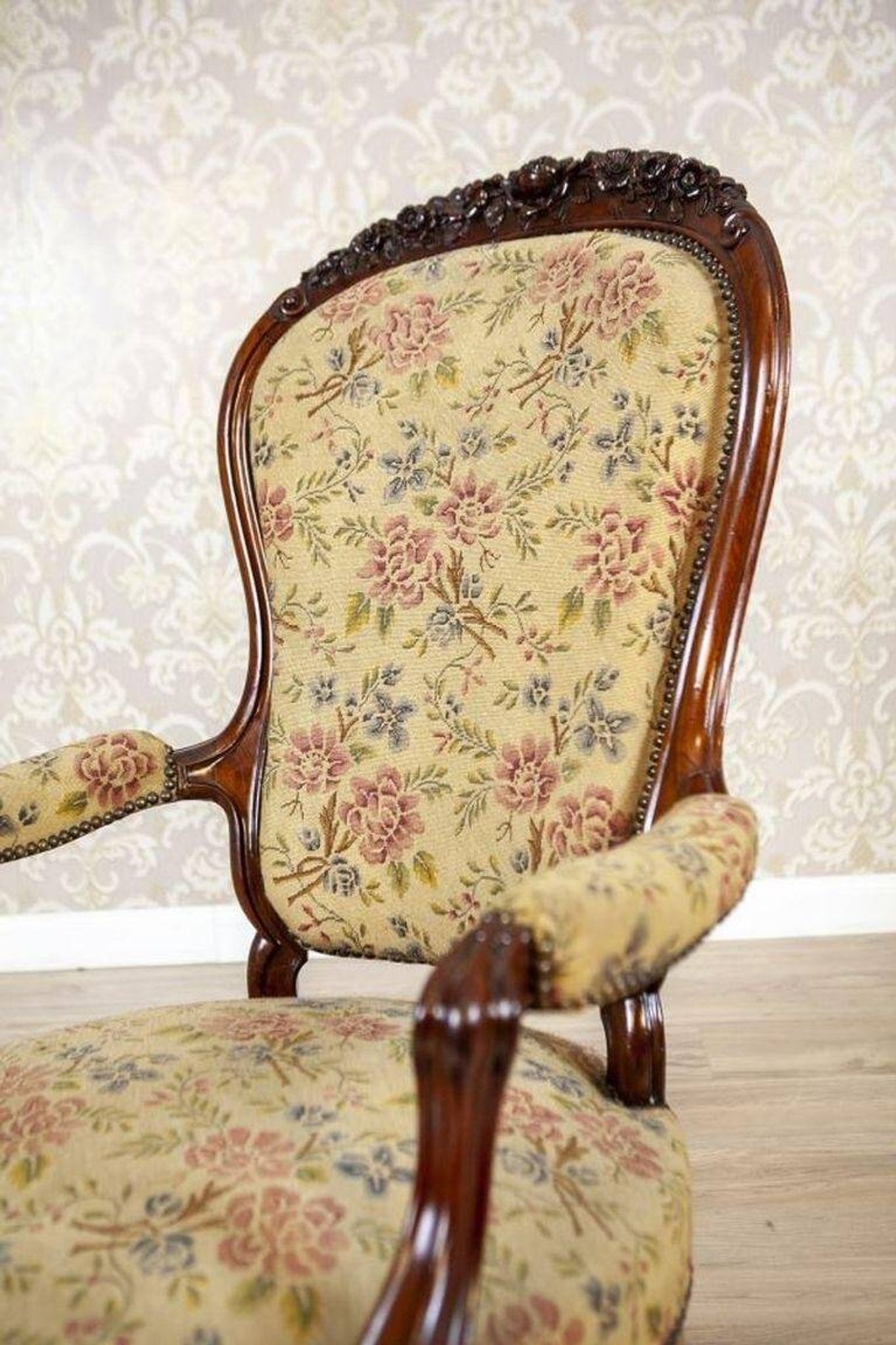 Antique Baroque Revival Armchair, 1890s