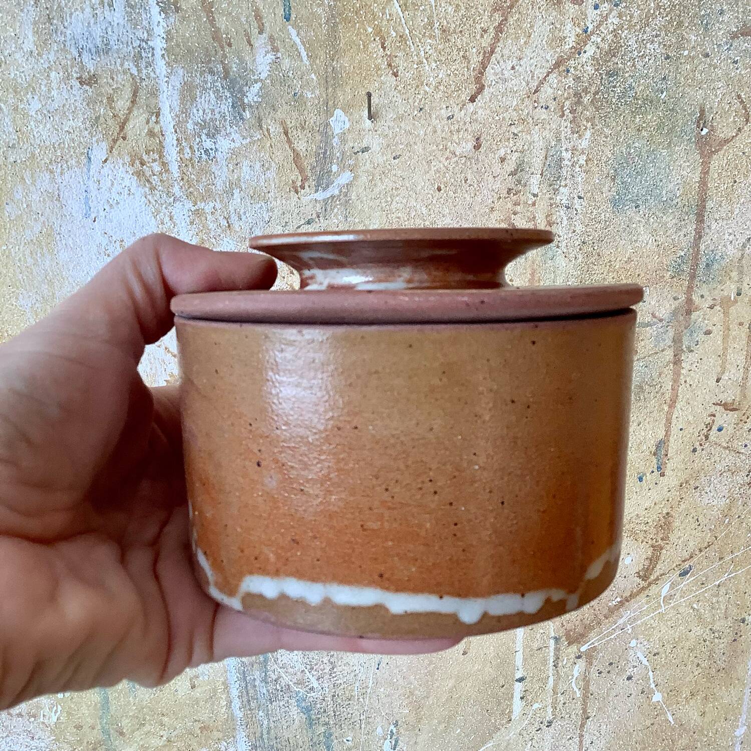 Stoneware water butter dish