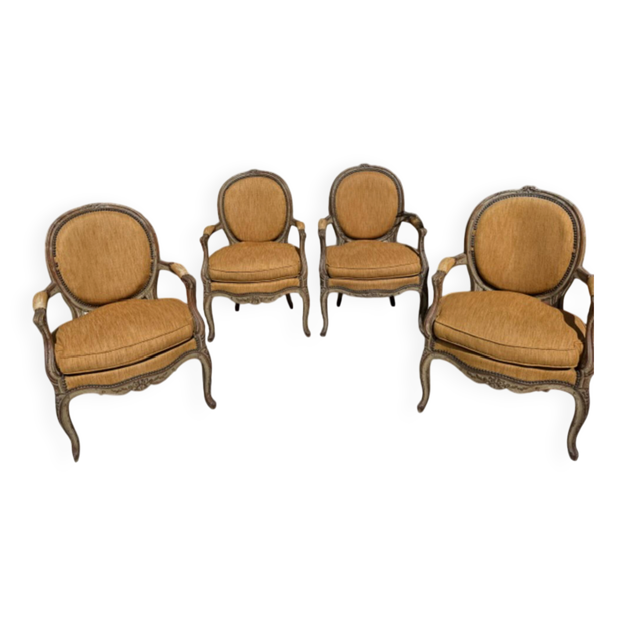 Set of four cabriolet armchairs from the late 19th century in Louis XV style.