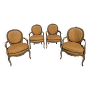 Set of four cabriolet armchairs from the late 19th century in Louis XV style.