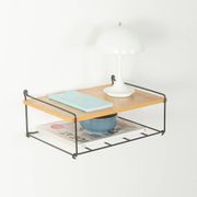 Functional telephone shelf, mid-century, ash wood and metal, 1950s