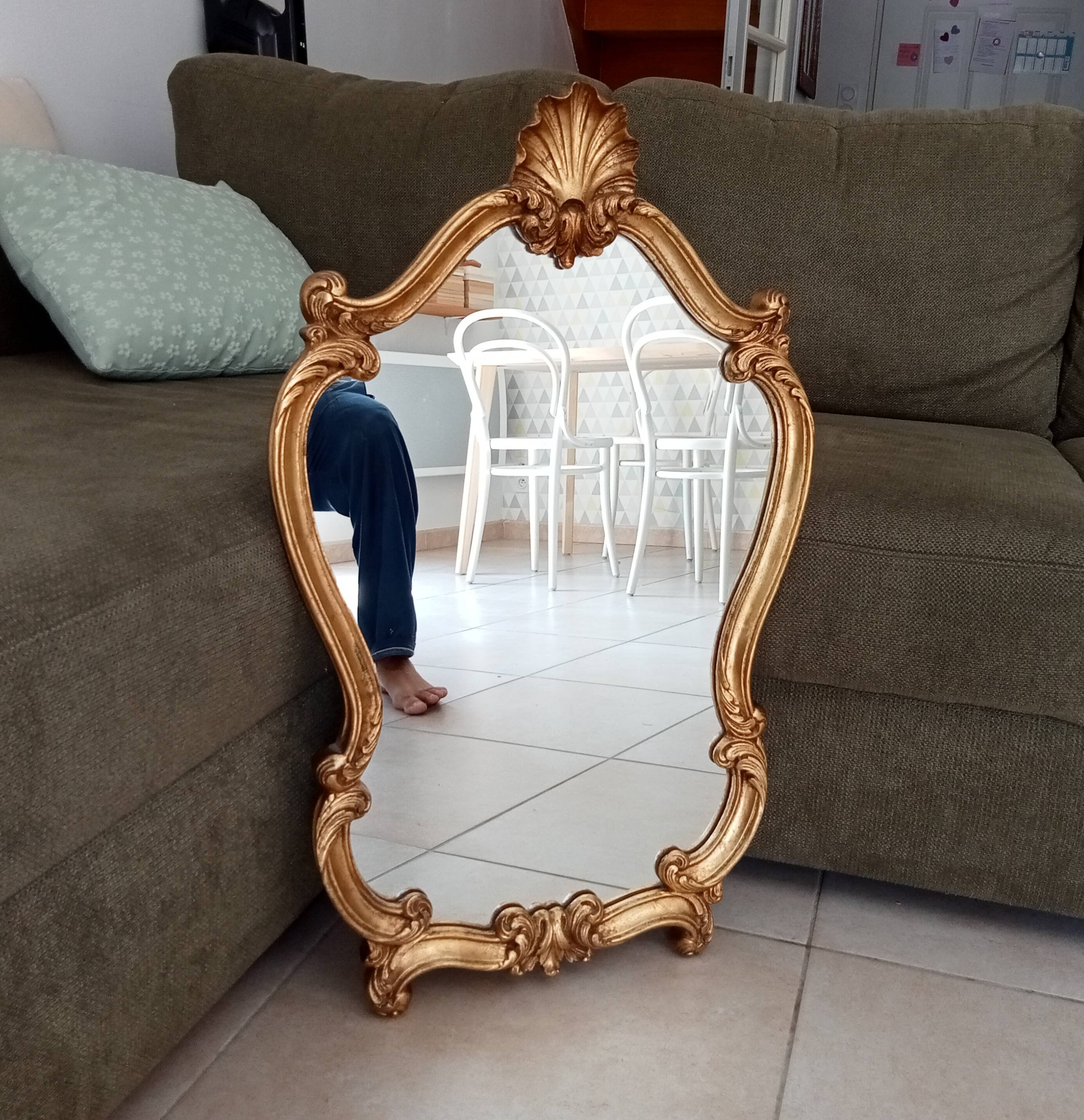 Antique baroque rococo mirror in gilded wood 77*47 cm