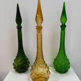 Italian Empoli carafe with bubbled glass