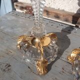 pair of molded glass candlesticks