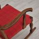 Chaise à bascule danoise des années 1960, d'origine en bon état, bois de chêne massif, tissu en laine d'ameublement.