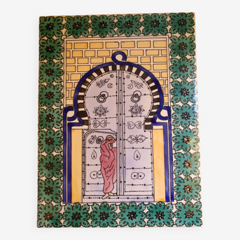 Ancien panneau carreaux céramique Maghreb