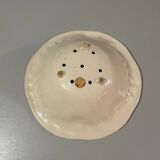 Fruit drainer salad bowl in slip signed FC vintage