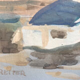 Gouache by Henri REITER (born in 1938). Normandy port.