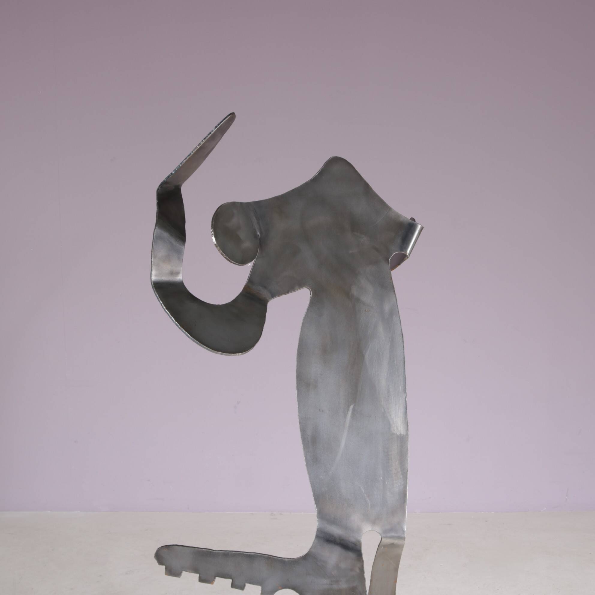 1990s abstract metal sculpture named: mensch mit mensch Guido Hafner German
