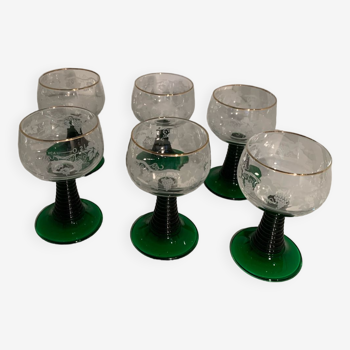 Six Alsatian wine glasses