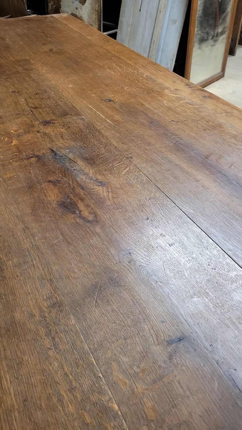 Table de bistrot restaurant en chêne massif ancienne, 1900s -1m53