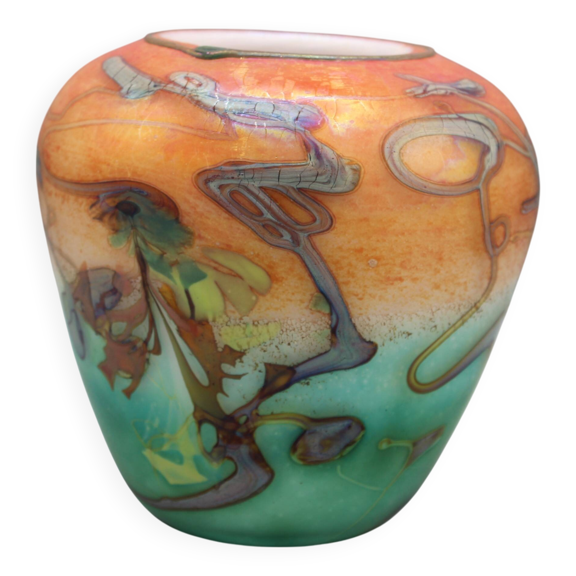 vase en pate verre signe bernard aconito