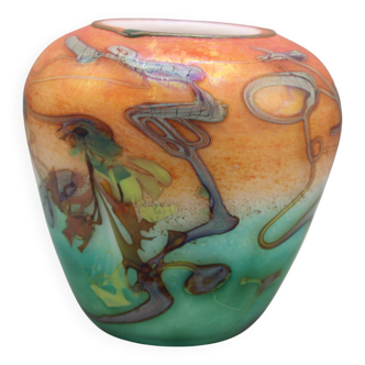 vase in glass pate signed bernard aconito