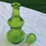 Vintage green glass decanter