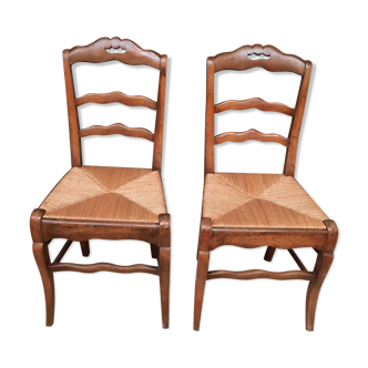 Pair of straw chairs nineteenth saw