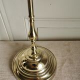 Lampe d'atelier ancienne en  laiton et abat-jour en tôle émaillée