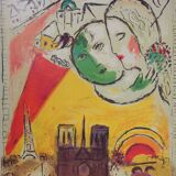 Marc CHAGALL: The Lovers of Notre Dame de Paris - Original vintage poster