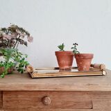 Art deco tray white wood and mirror