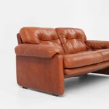 Brown leather 2-seater sofa Coronado by Tobia Scarpa for B&B Italia, Italy ca. 1960
