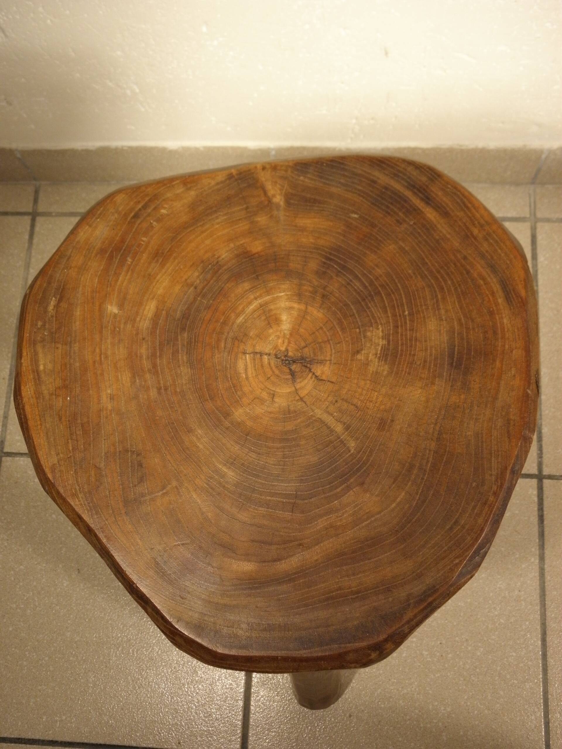 Pair of wooden tripod stools