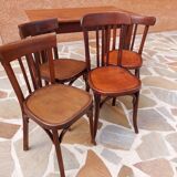 Table and 4 chairs bistrot Baumann vintage 1960s