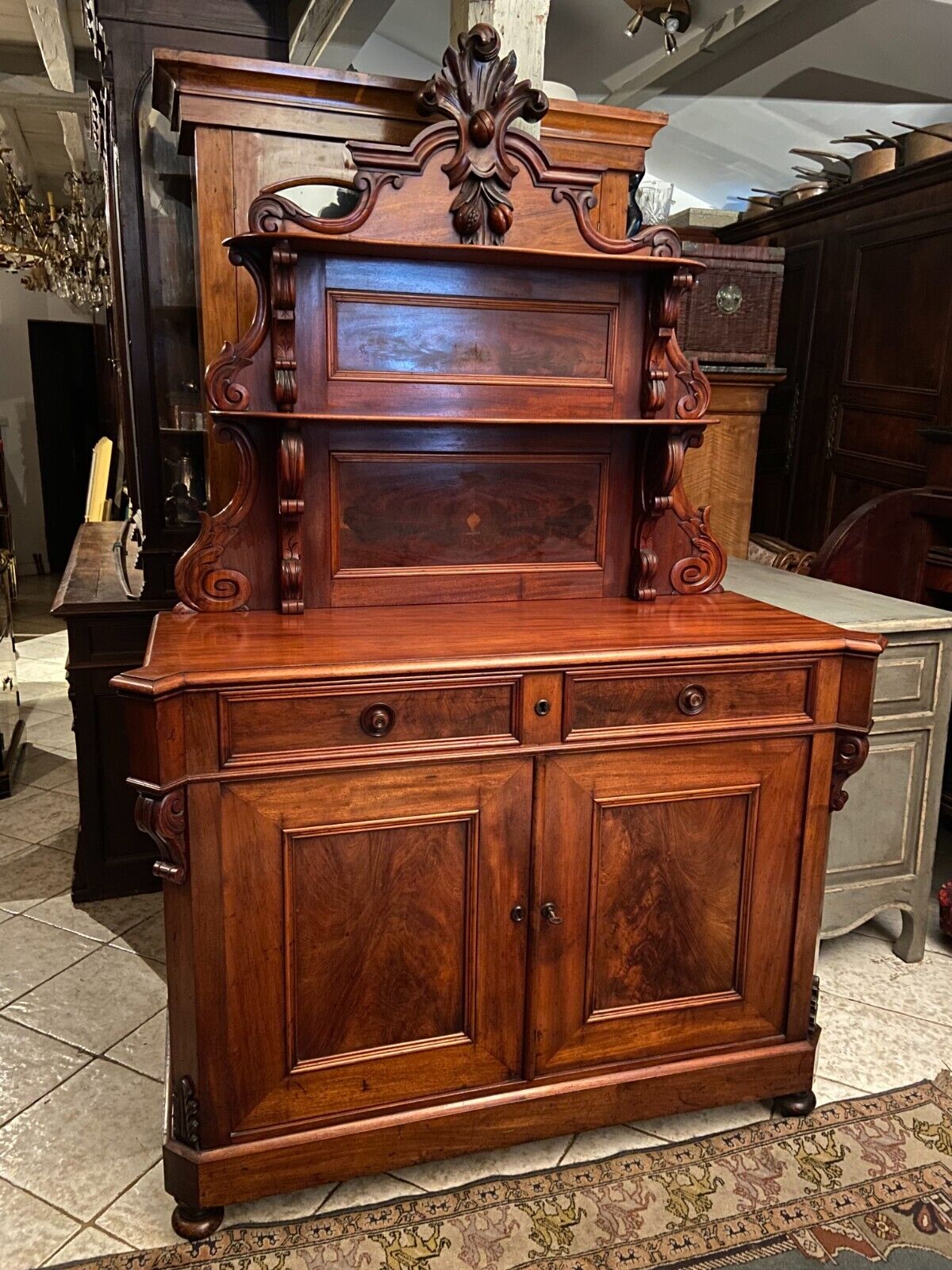 Saint Hubert 19th century sideboard in solid walnut Napoleon III