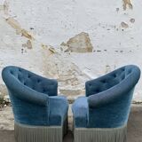 Pair of velvet toad armchairs