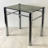 Vintage 70's chrome and smoked glass side table
