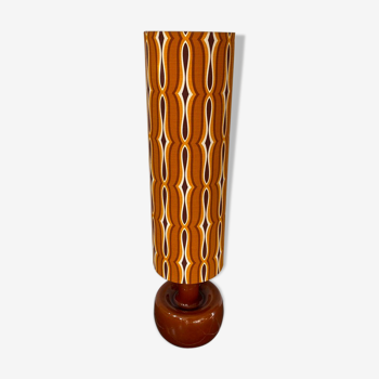 Lampe de sol vintage seventies marron orange psychédélique céramique 1970