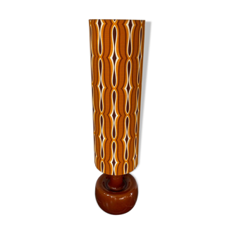 Lampe de sol vintage seventies marron orange psychédélique céramique 1970