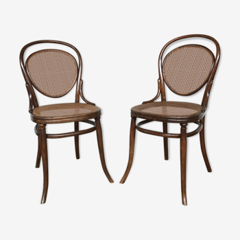 Pair of curved wood bistro chairs late nineteenth