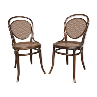 Pair of curved wood bistro chairs late nineteenth