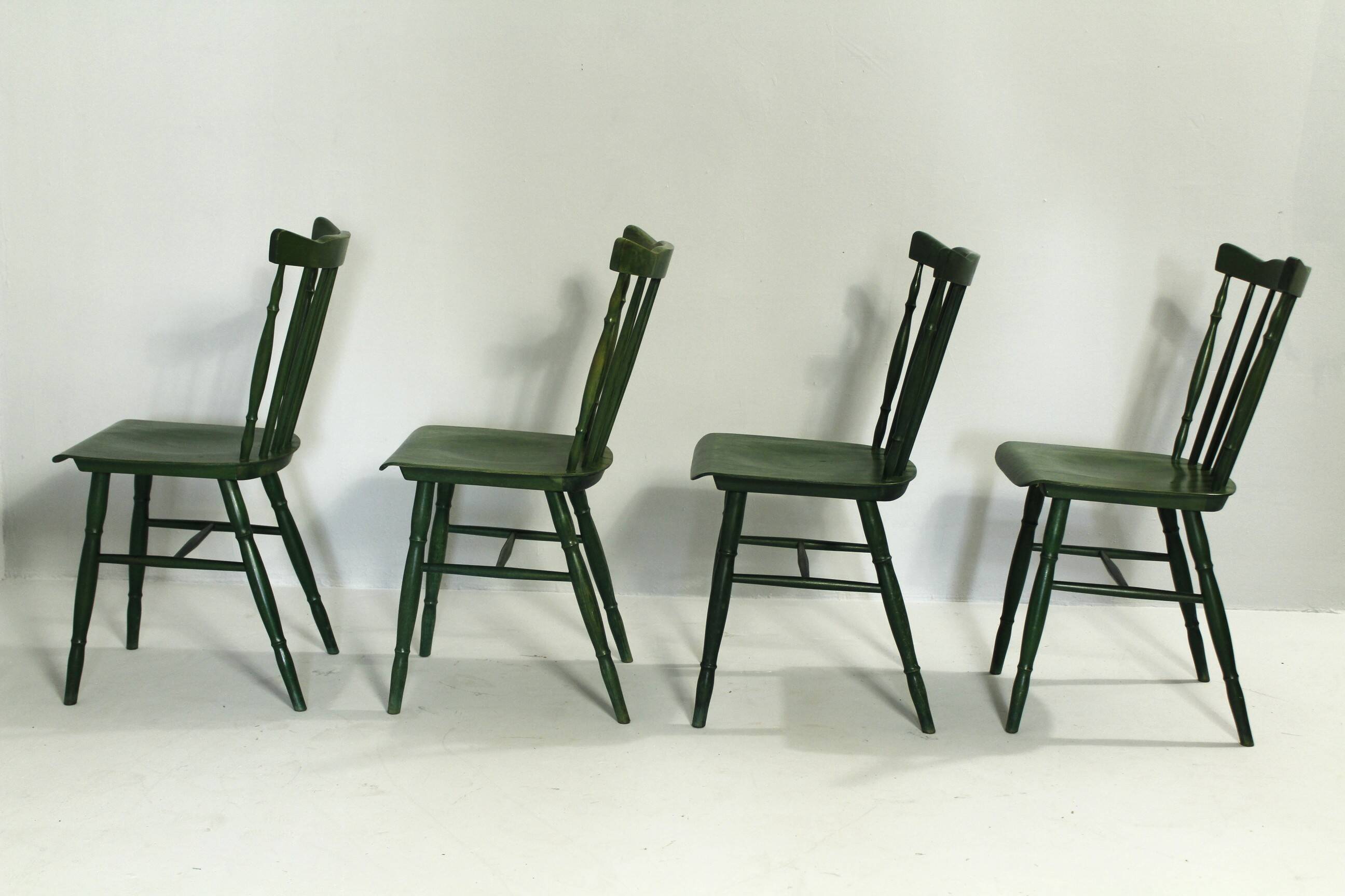 Chaises Green Ton des années 1980, lot de 4