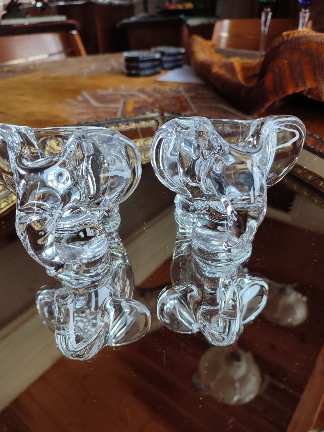 Pairs empty pockets / ashtray elephants crystal valves