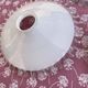 Set of 3 white opaline pendant lamps with scalloped collar.