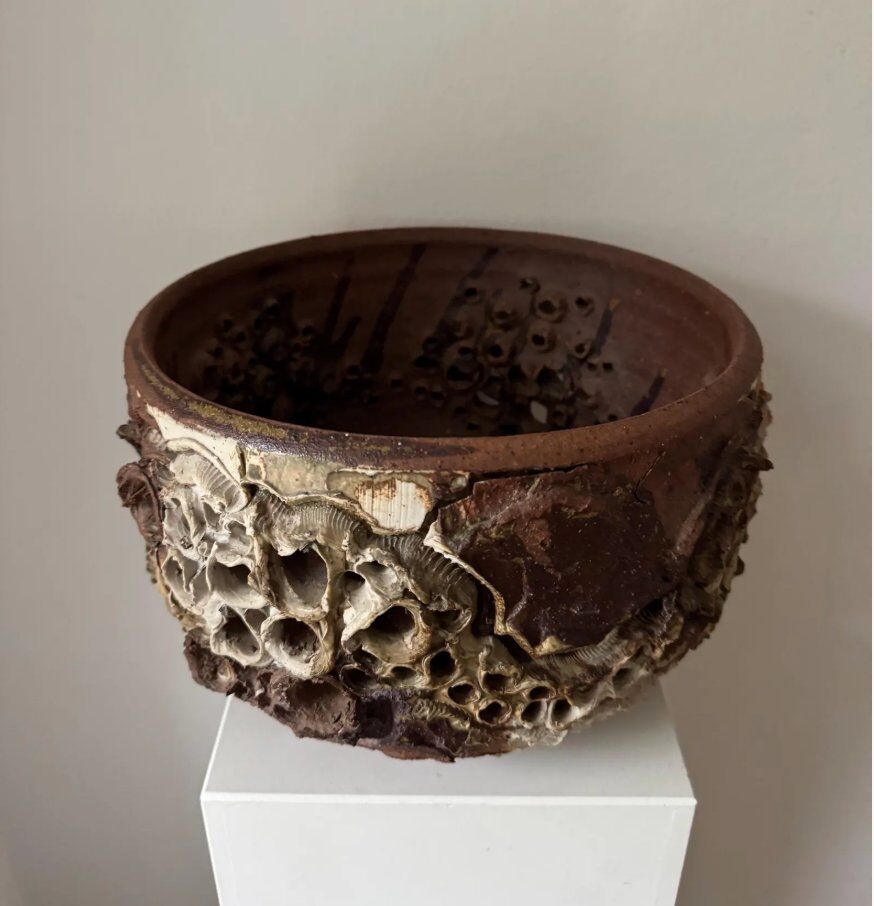 Large Danish Brutalist Stoneware Bowl by Bodil Marie Nielsen, 1970s