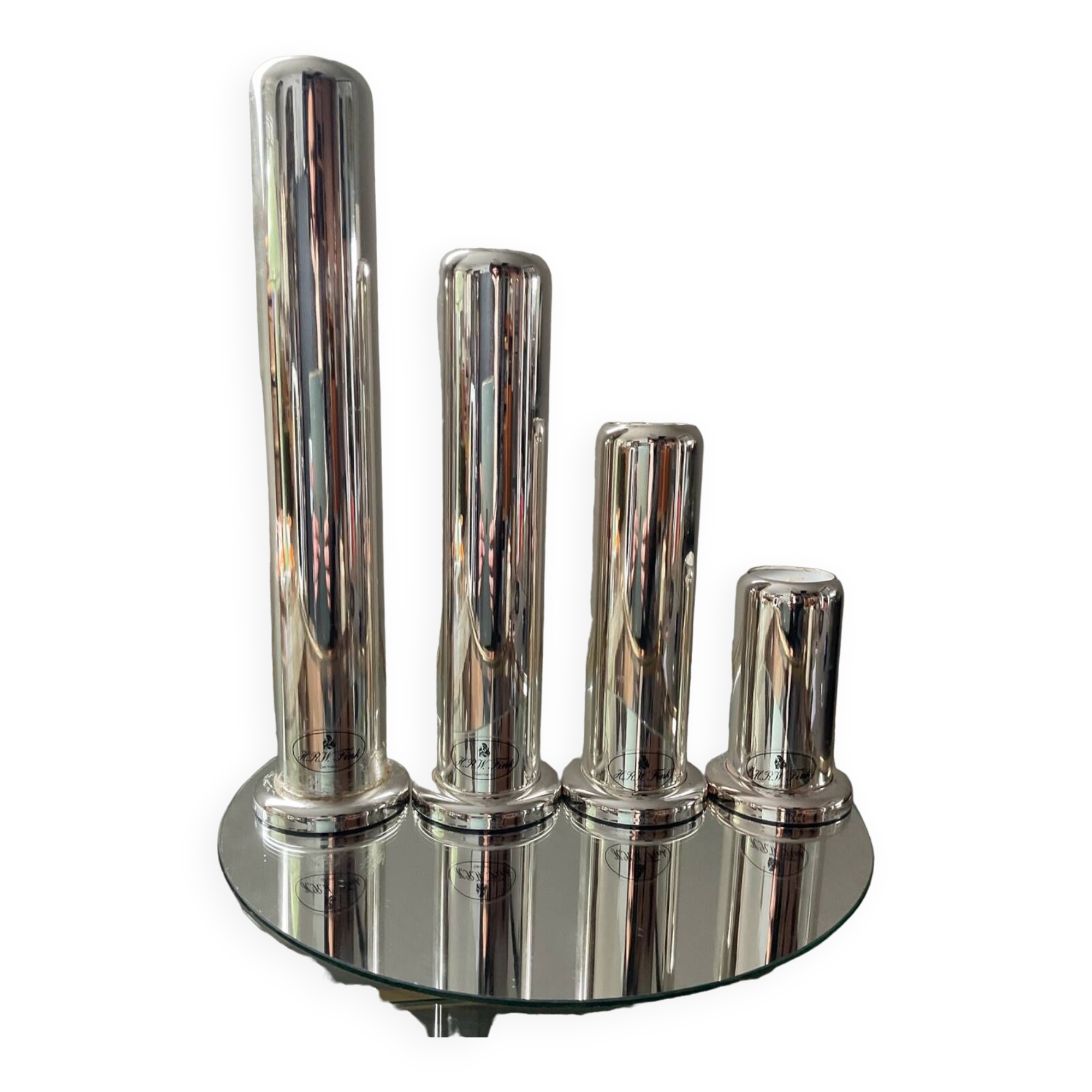 Series 4 HRW Fink Germany candlesticks from the 70s in silver metal