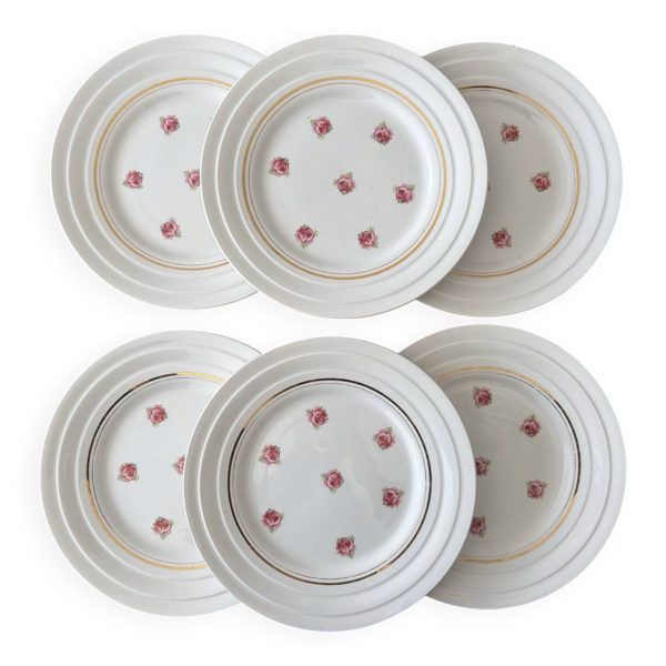 Lot 6 assiettes à dessert Saint-Amand Sècheror   Porcelaine vintage à