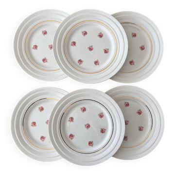 Lot 6 assiettes à dessert Saint-Amand Sècheror | Porcelaine vintage à