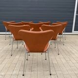 10x armchairs with arms, series 7 Butterfly Fritz Hansen by Arne Jacobsen in Cognac leather, in perfect condition.