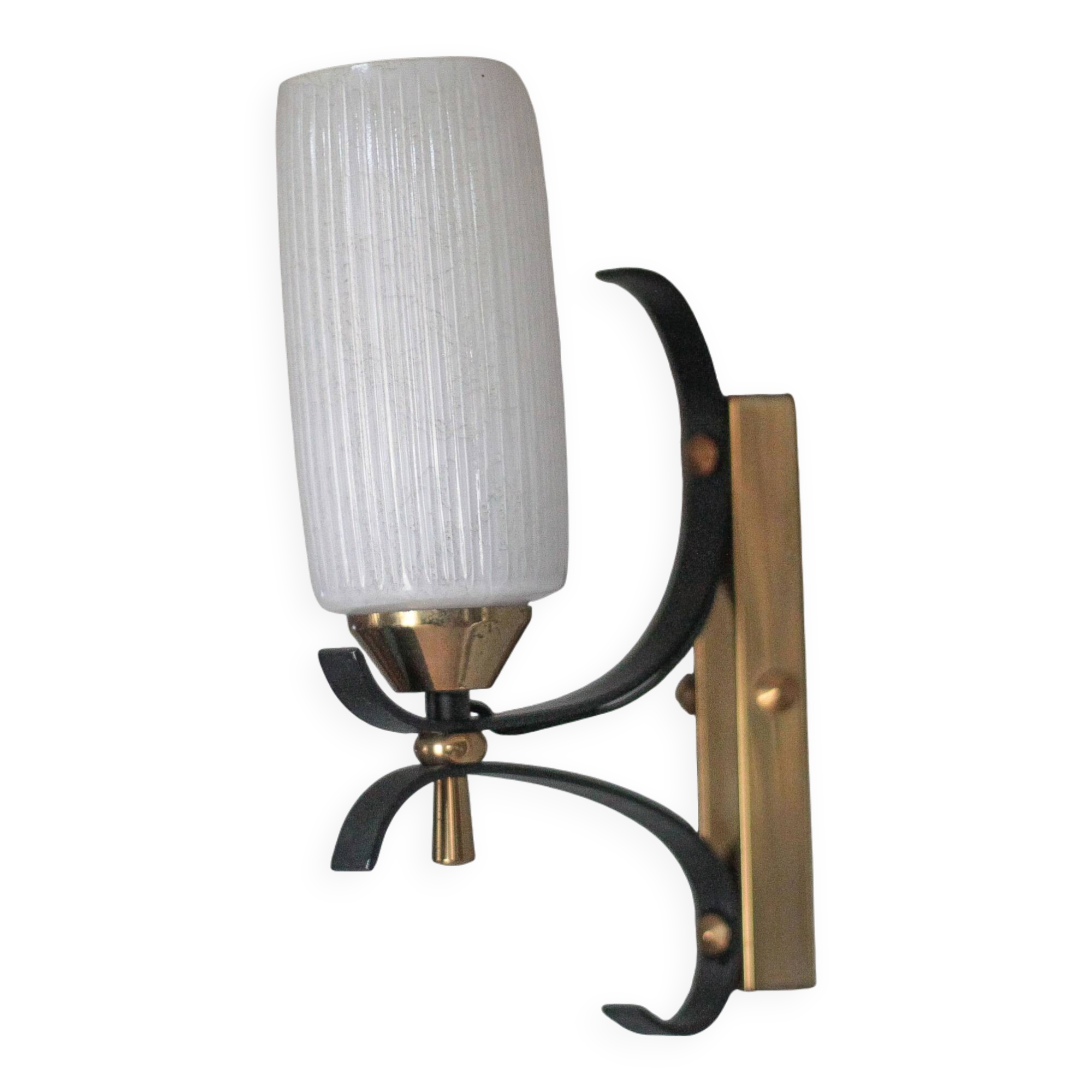 Vintage brass and iron wall light from the 1960s, Arlus.