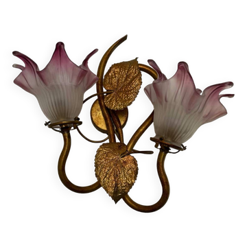Applique à décor végétal doré années 60